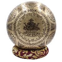 Buddhist Hand Beaten Jambati Singing Bowl, With Premium Etching Carving Of [eye], [select Accessories]
