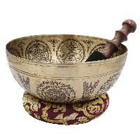 Buddhist Hand Beaten Jambati Singing Bowl, With Premium Etching Carving Of [eye], [select Accessories]