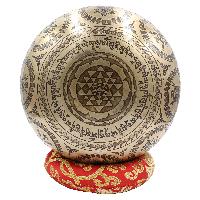 Buddhist Hand Beaten Jambati Singing Bowl, With Premium Etching Carving Of [astrology,planets And Yoga Man], [select Accessories]