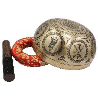 Buddhist Hand Beaten Jambati Singing Bowl, With Premium Etching Carving Of [astrology,planets And Yoga Man], [select Accessories]