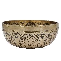 Buddhist Hand Beaten Jambati Singing Bowl, With Premium Etching Carving Of [flower Design], [select Accessories]