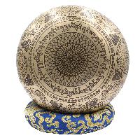 Buddhist Hand Beaten Jambati Singing Bowl, With Premium Etching Carving Of [flower Design], [select Accessories]