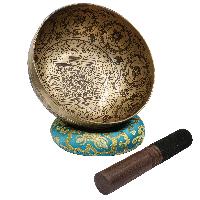 Buddhist Hand Beaten Jambati Singing Bowl, With Premium Etching Carving Of [mandala Design], [select Accessories]