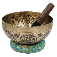 Buddhist Hand Beaten Jambati Singing Bowl, With Premium Etching Carving Of [mandala Design], [select Accessories]