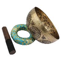 Buddhist Hand Beaten Jambati Singing Bowl, With Premium Etching Carving Of [mandala Design], [select Accessories]
