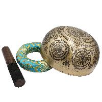 Buddhist Hand Beaten Jambati Singing Bowl, With Premium Etching Carving Of [mandala Design], [select Accessories]
