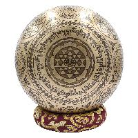 Buddhist Hand Beaten Jambati Singing Bowl, With Premium Etching Carving Of [samantabhadra] Or [buddha Shakti], [select Accessories]