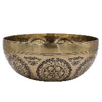 Buddhist Hand Beaten Jambati Singing Bowl, With Premium Etching Carving Of [flower Design], [select Accessories]