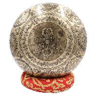 Buddhist Hand Beaten Jambati Singing Bowl, With Premium Etching Carving Of [flower Design], [select Accessories]