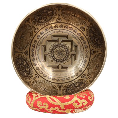 Buddhist Hand Beaten Jambati Singing Bowl, With Premium Etching Carving Of [mandala Design], [select Accessories]