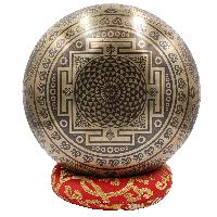 Buddhist Hand Beaten Jambati Singing Bowl, With Premium Etching Carving Of [mandala Design], [select Accessories]