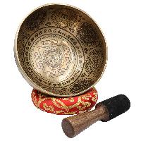 Buddhist Hand Beaten Jambati Singing Bowl, With Premium Etching Carving Of [mandala Design], [select Accessories]