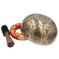 Buddhist Hand Beaten Jambati Singing Bowl, With Premium Etching Carving Of [mandala Design], [select Accessories]