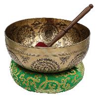 Buddhist Hand Beaten Jambati Singing Bowl, With Premium Etching Carving Of [white Tara], [select Accessories]