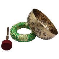 Buddhist Hand Beaten Jambati Singing Bowl, With Premium Etching Carving Of [white Tara], [select Accessories]