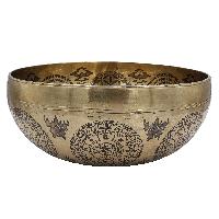 Buddhist Hand Beaten Jambati Singing Bowl, With Premium Etching Carving Of [mandala Design], [select Accessories]