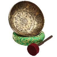 Buddhist Hand Beaten Jambati Singing Bowl, With Premium Etching Carving Of [mandala Design], [select Accessories]