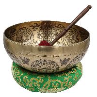 Buddhist Hand Beaten Jambati Singing Bowl, With Premium Etching Carving Of [mandala Design], [select Accessories]