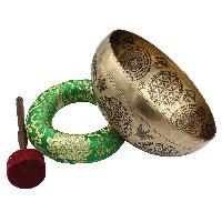 Buddhist Hand Beaten Jambati Singing Bowl, With Premium Etching Carving Of [mandala Design], [select Accessories]
