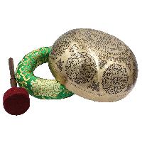 Buddhist Hand Beaten Jambati Singing Bowl, With Premium Etching Carving Of [mandala Design], [select Accessories]