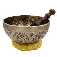 Buddhist Hand Beaten Jambati Singing Bowl, With Premium Etching Carving Of [mandala Design], [select Accessories]