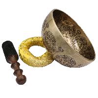 Buddhist Hand Beaten Jambati Singing Bowl, With Premium Etching Carving Of [mandala Design], [select Accessories]
