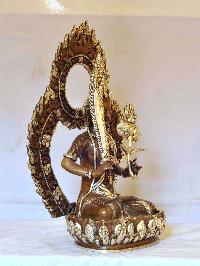 Buddhist Handmade Statue Of [name Not Sure], [silver And Chocolate Oxidized]