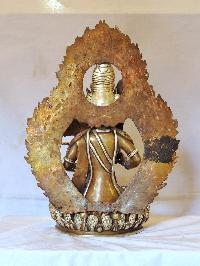 Buddhist Handmade Statue Of [name Not Sure], [silver And Chocolate Oxidized]