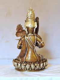 Buddhist Handmade Statue Of [name Not Sure], [silver And Chocolate Oxidized]