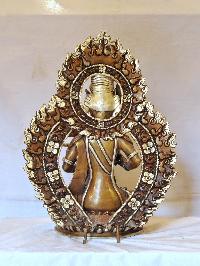 Buddhist Handmade Statue Of [name Not Sure], [silver And Chocolate Oxidized]