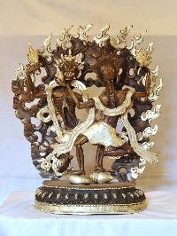 Buddhist Handmade Statue Of Citipati, [silver And Chocolate Oxidized]