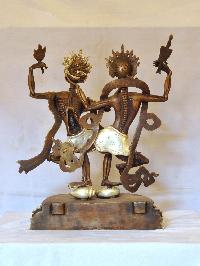 Buddhist Handmade Statue Of Citipati, [silver And Chocolate Oxidized]