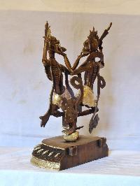 Buddhist Handmade Statue Of Citipati, [silver And Chocolate Oxidized]
