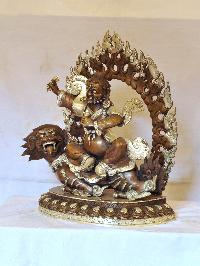 Buddhist Handmade Statue Of Dorje Legpa, [silver And Chocolate Oxidized]