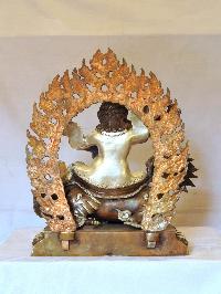 Buddhist Handmade Statue Of Dorje Legpa, [silver And Chocolate Oxidized]