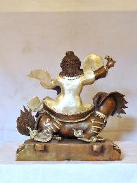 Buddhist Handmade Statue Of Dorje Legpa, [silver And Chocolate Oxidized]