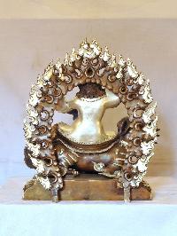 Buddhist Handmade Statue Of Dorje Legpa, [silver And Chocolate Oxidized]