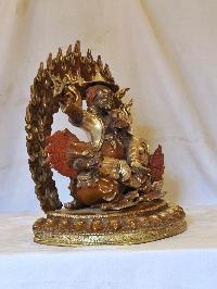 Buddhist Handmade Statue Of Dorje Legpa, [silver And Chocolate Oxidized]