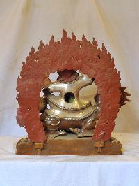 Buddhist Handmade Statue Of Dorje Legpa, [silver And Chocolate Oxidized]
