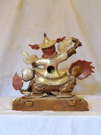 Buddhist Handmade Statue Of Dorje Legpa, [silver And Chocolate Oxidized]