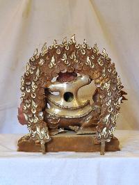 Buddhist Handmade Statue Of Dorje Legpa, [silver And Chocolate Oxidized]