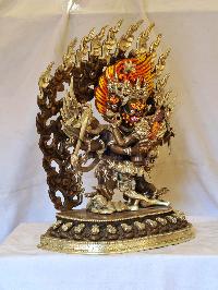 Buddhist Handmade Statue Of Hegriva, [silver And Chocolate Oxidized]