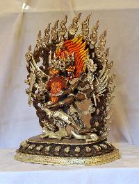 Buddhist Handmade Statue Of Hegriva, [silver And Chocolate Oxidized]