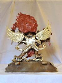 Buddhist Handmade Statue Of Hegriva, [silver And Chocolate Oxidized]