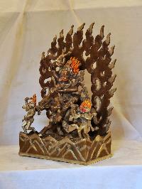Buddhist Handmade Statue Of Palden Lahmo, [silver And Chocolate Oxidized]