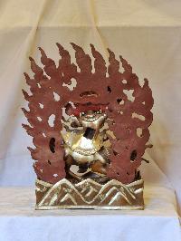 Buddhist Handmade Statue Of Palden Lahmo, [silver And Chocolate Oxidized]