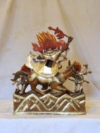 Buddhist Handmade Statue Of Palden Lahmo, [silver And Chocolate Oxidized]