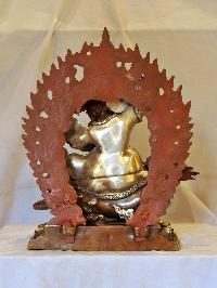Buddhist Handmade Statue Of Dorje Legpa, [silver And Chocolate Oxidized]