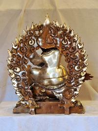 Buddhist Handmade Statue Of Dorje Legpa, [silver And Chocolate Oxidized]