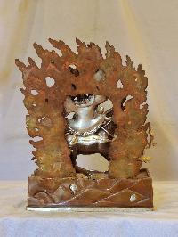 Buddhist Handmade Statue Of Palden Lahmo, [silver And Chocolate Oxidized]